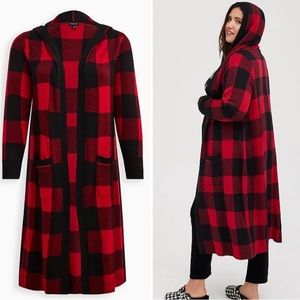 Torrid Buffalo Red Hooded Cardigan